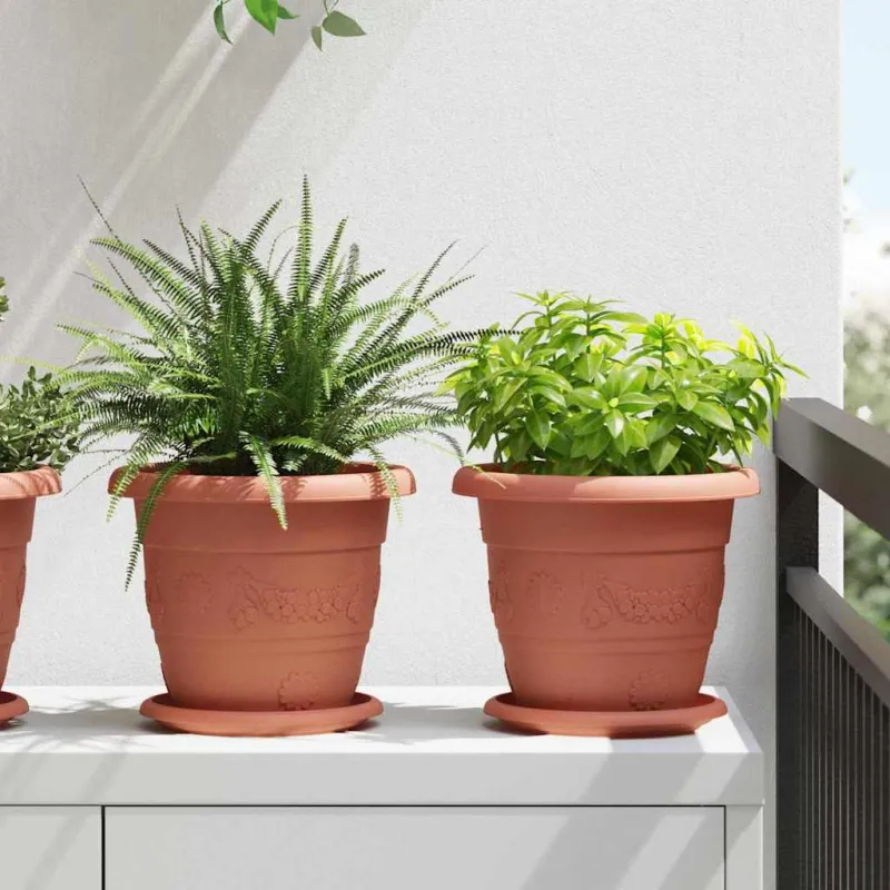 Apvalus gėlių vazonas 6 pcs Raudona plyta Ø 22 x 18 cm