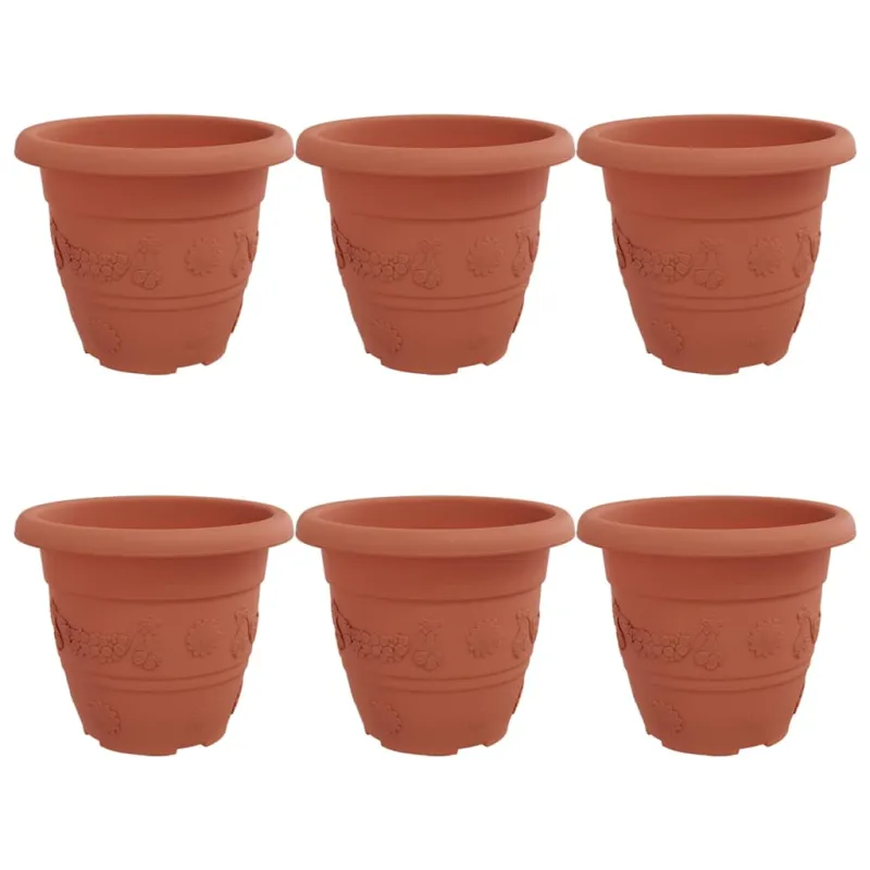 Apvalus gėlių vazonas 6 pcs Raudona plyta Ø 22 x 18 cm