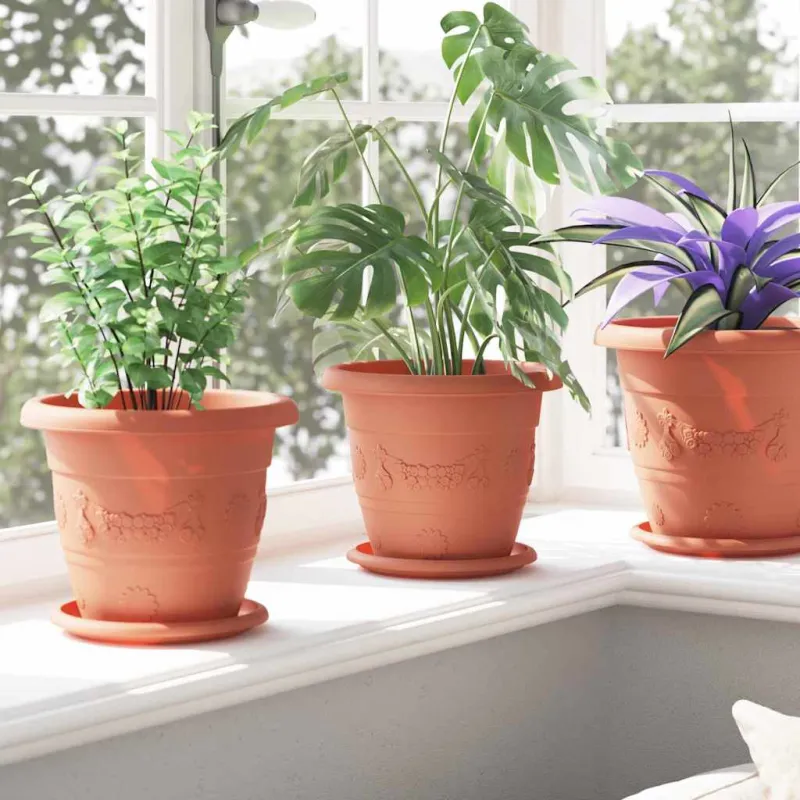 Apvalus gėlių vazonas 6 pcs Raudona plyta Ø 22 x 18 cm