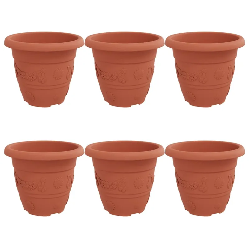 Apvalus gėlių vazonas 6 pcs Raudona plyta Ø 26 x 21.5 cm