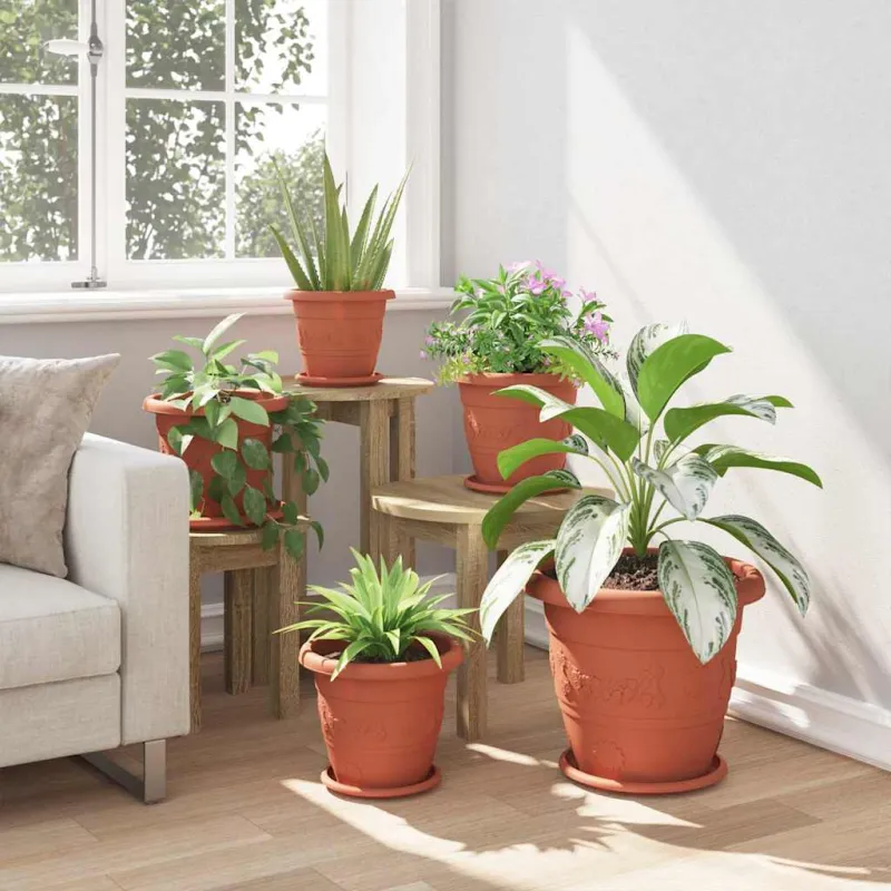 Apvalus gėlių vazonas 6 pcs Raudona plyta Ø 26 x 21.5 cm