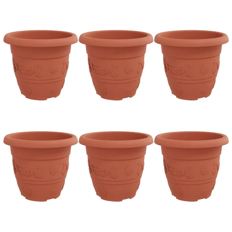 Apvalus gėlių vazonas 6 pcs Raudona plyta Ø 30 x 25 cm