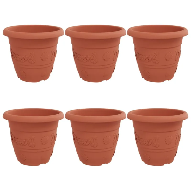 Apvalus gėlių vazonas 6 pcs Raudona plyta Ø 34 x 28 cm