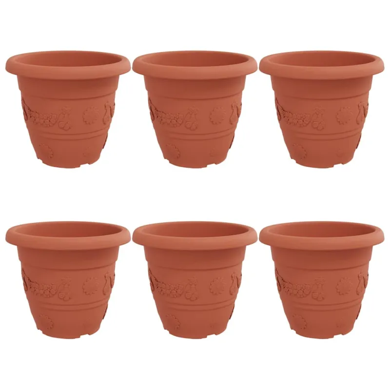 Apvalus gėlių vazonas 6 pcs Raudona plyta Ø 39 x 32 cm