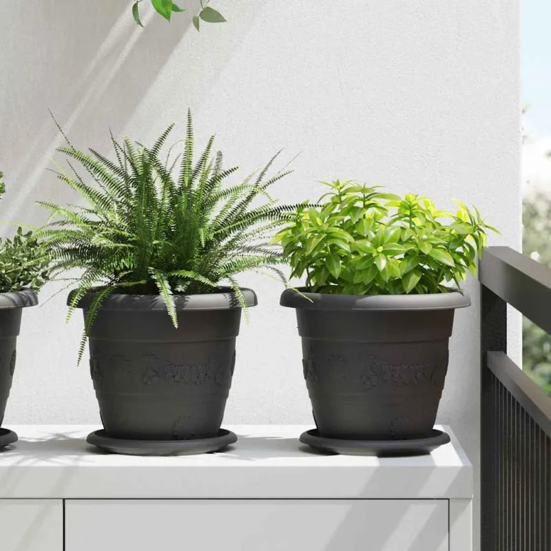 Apvalus gėlių vazonas 6 pcs Juoda Ø 22 x 18 cm Plastmasė