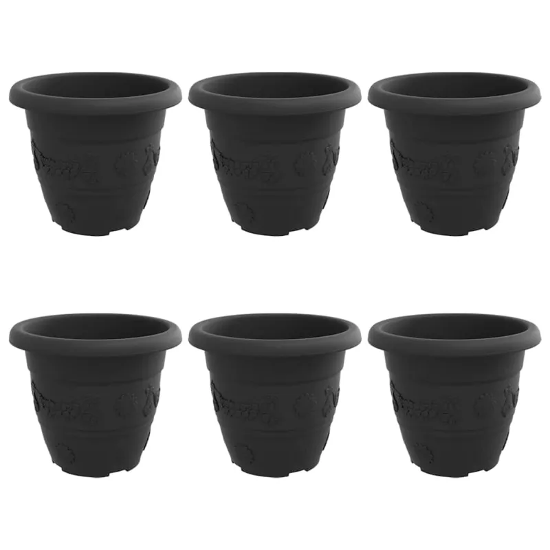 Apvalus gėlių vazonas 6 pcs Juoda Ø 22 x 18 cm Plastmasė