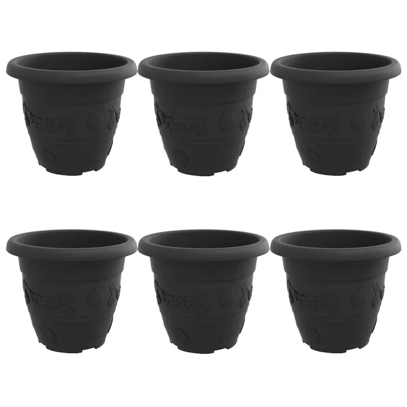 Apvalus gėlių vazonas 6 pcs Juoda Ø 26 x 21.5 cm Plastmasė