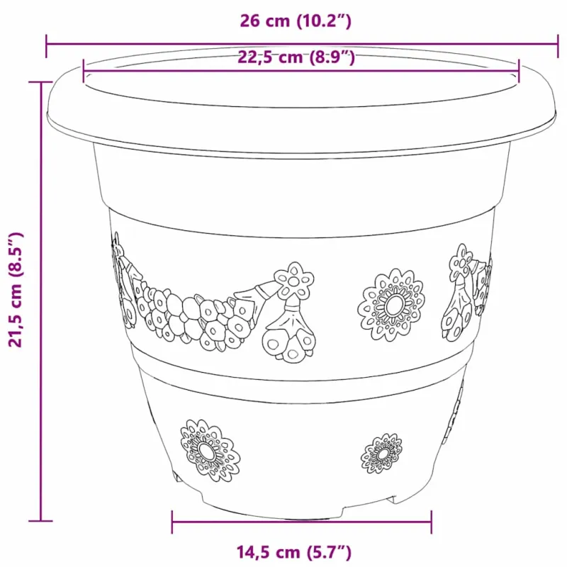Apvalus gėlių vazonas 6 pcs Juoda Ø 26 x 21.5 cm Plastmasė