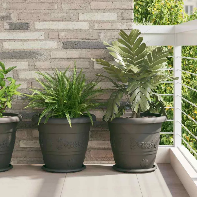 Apvalus gėlių vazonas 6 pcs Juoda Ø 39 x 32 cm Plastmasė