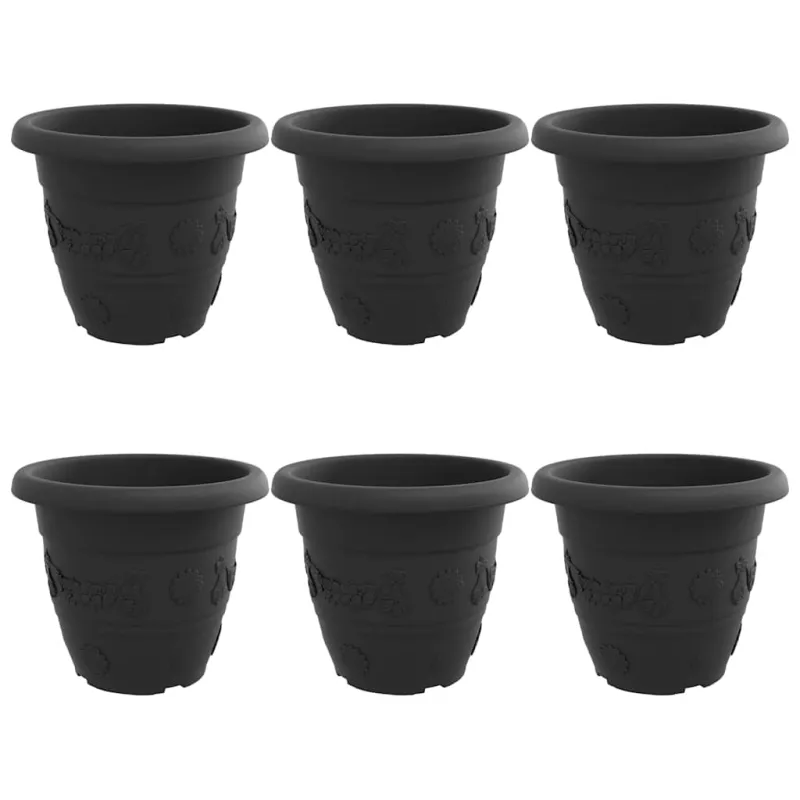 Apvalus gėlių vazonas 6 pcs Juoda Ø 39 x 32 cm Plastmasė