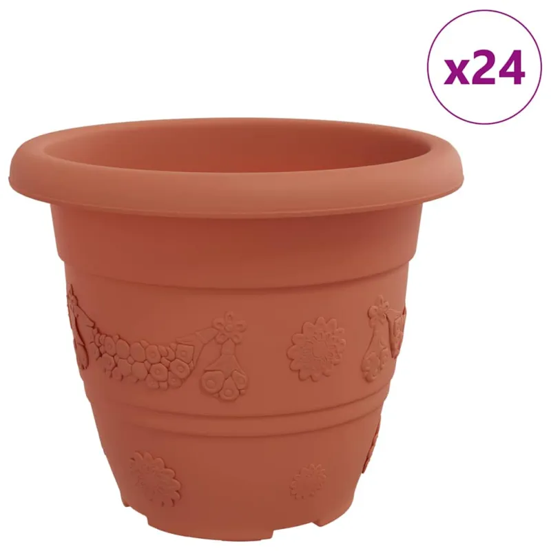 Apvalus gėlių vazonas 24 pcs Raudona plyta Ø 22 x 18 cm