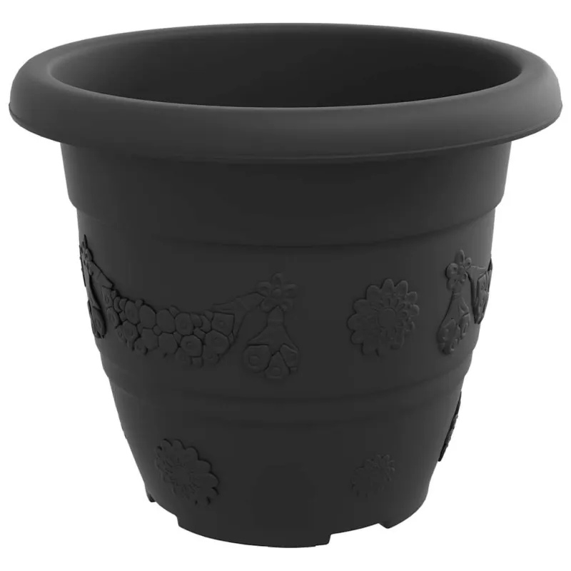 Apvalus gėlių vazonas 24 pcs Juoda Ø 22 x 18 cm Plastmasė