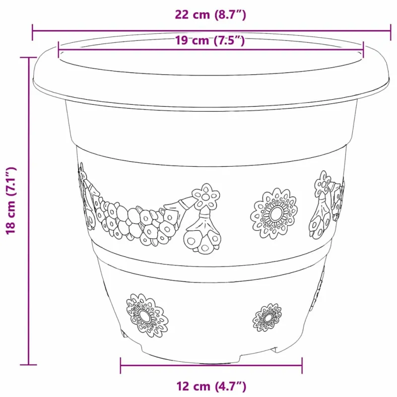Apvalus gėlių vazonas 24 pcs Juoda Ø 22 x 18 cm Plastmasė