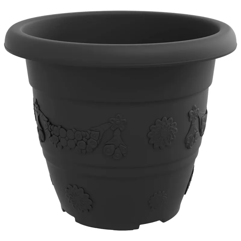 Apvalus gėlių vazonas 24 pcs Juoda Ø 26 x 21.5 cm Plastmasė