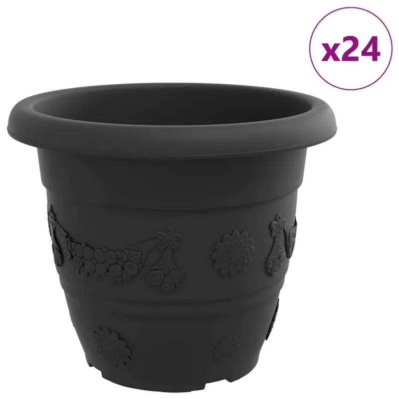 Apvalus gėlių vazonas 24 pcs Juoda Ø 34 x 28 cm Plastmasė