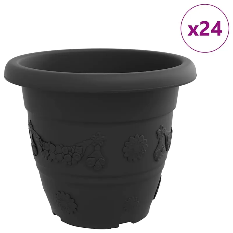 Apvalus gėlių vazonas 24 pcs Juoda Ø 39 x 32 cm Plastmasė