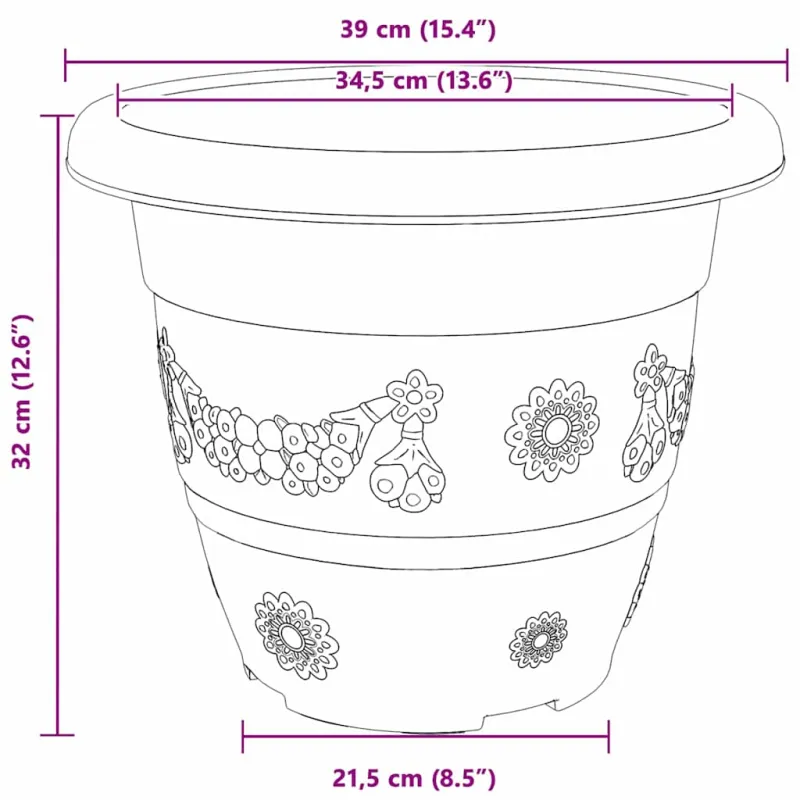 Apvalus gėlių vazonas 24 pcs Juoda Ø 39 x 32 cm Plastmasė