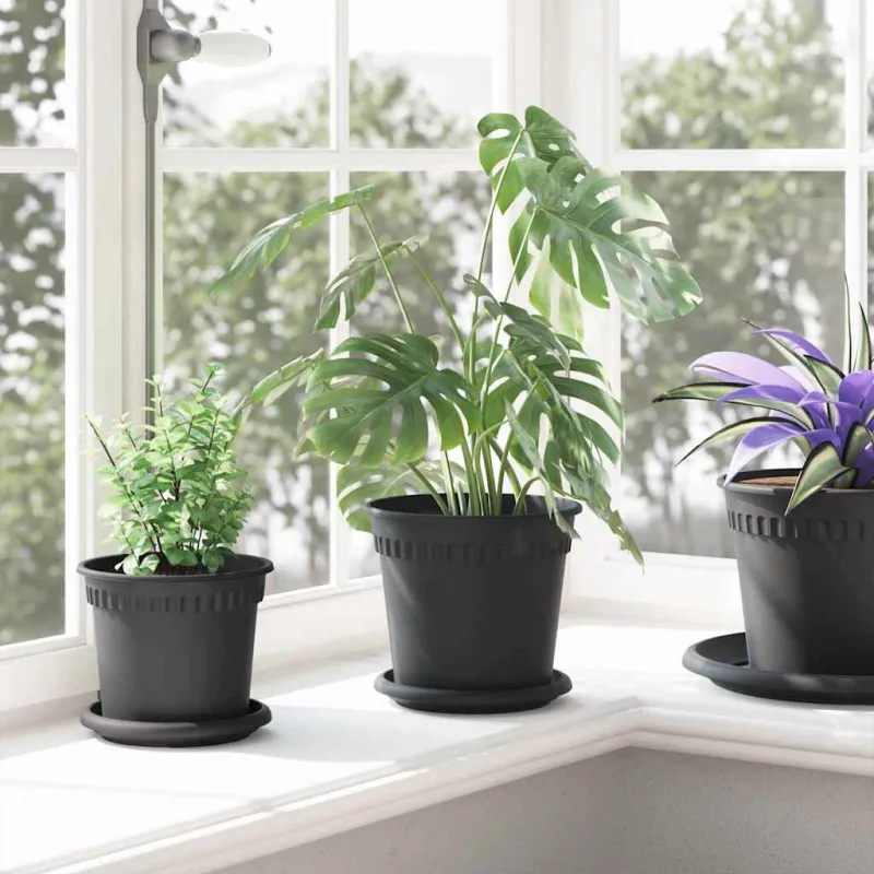 Apvalus gėlių padėklas 6 pcs Juoda Ø 15,5 x 2 cm Plastmasė