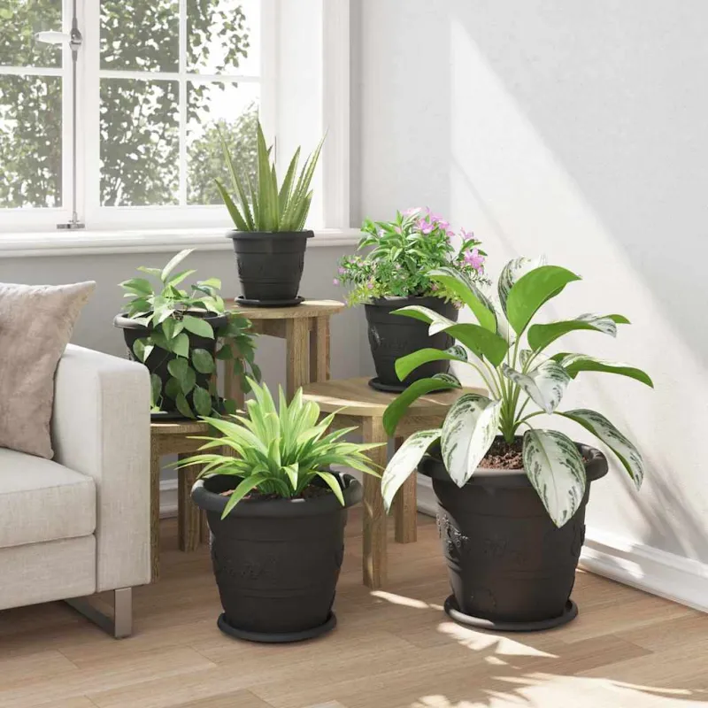 Apvalus gėlių padėklas 24 pcs Juoda Ø 23,5 x 2,5 cm Plastmasė
