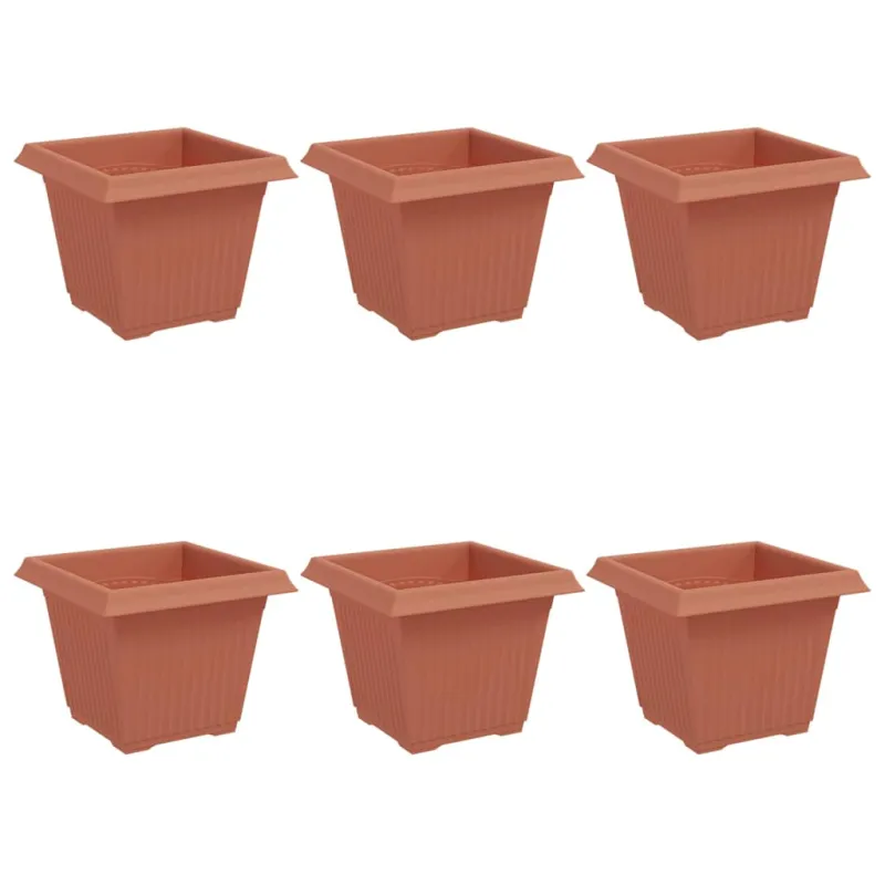 Kvadratinis gėlių vazonas 6 pcs Raudona plyta 20 x 20 x 16 cm