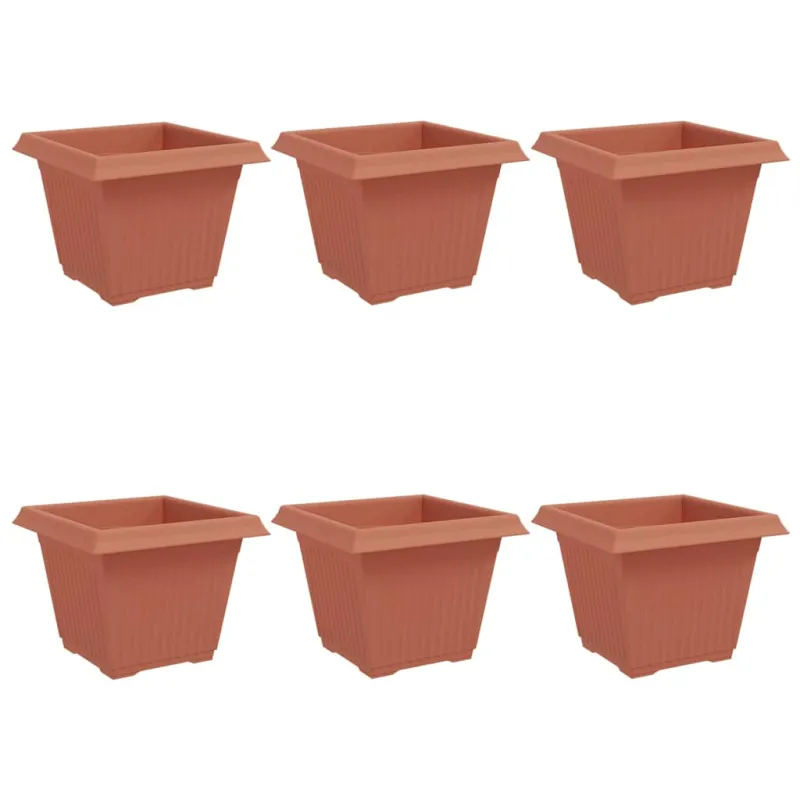 Kvadratinis gėlių vazonas 6 pcs Raudona plyta Plastmasė