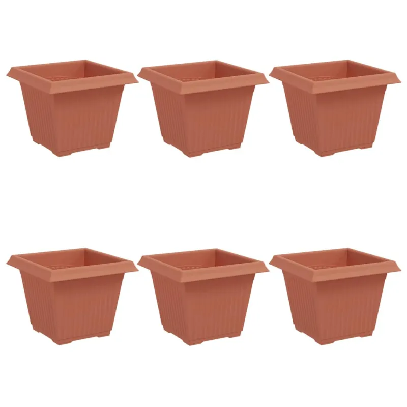 Kvadratinis gėlių vazonas 6 pcs Raudona plyta 33 x 33 x 26 cm