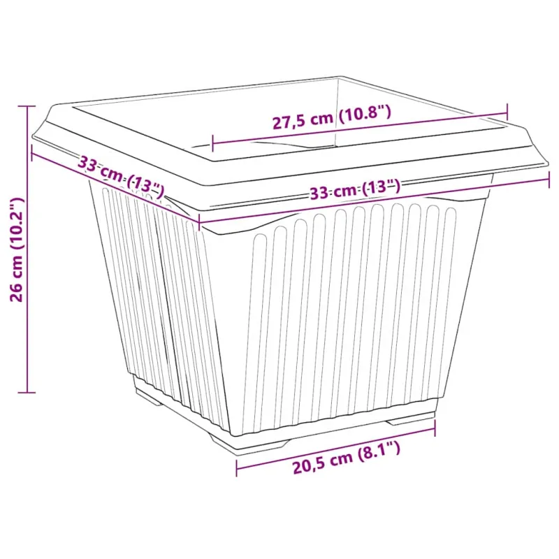 Kvadratinis gėlių vazonas 6 pcs Raudona plyta 33 x 33 x 26 cm