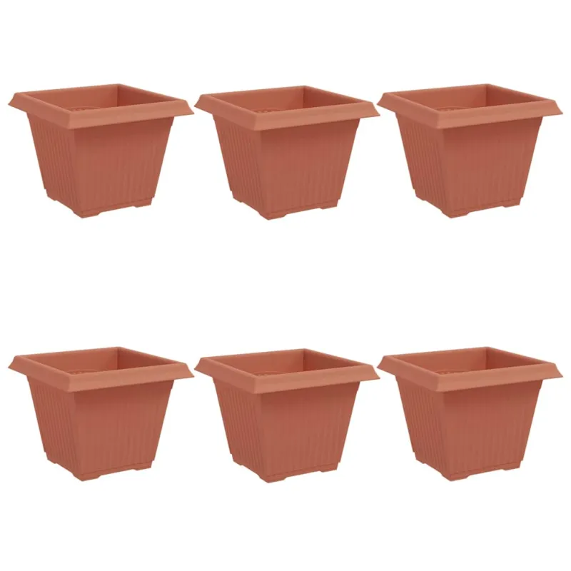 Kvadratinis gėlių vazonas 6 pcs Raudona plyta 38 x 38 x 30 cm