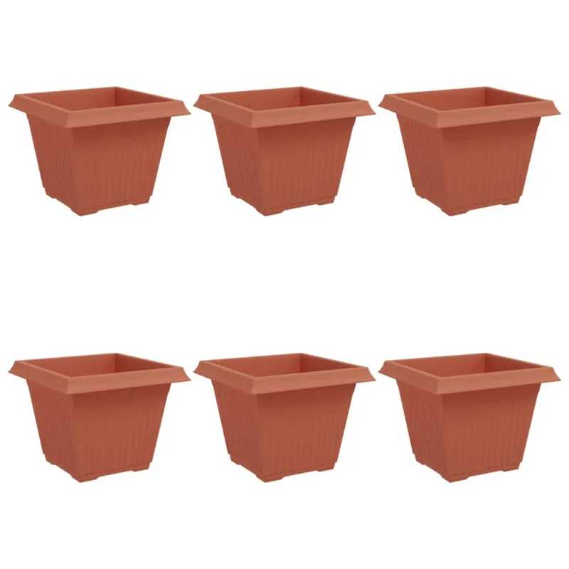 Kvadratinis gėlių vazonas 6 pcs Raudona plyta 43 x 43 x 33,5 cm