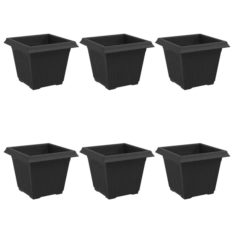 Kvadratinis gėlių vazonas 6 pcs Juoda 20 x 20 x 16 cm Plastmasė