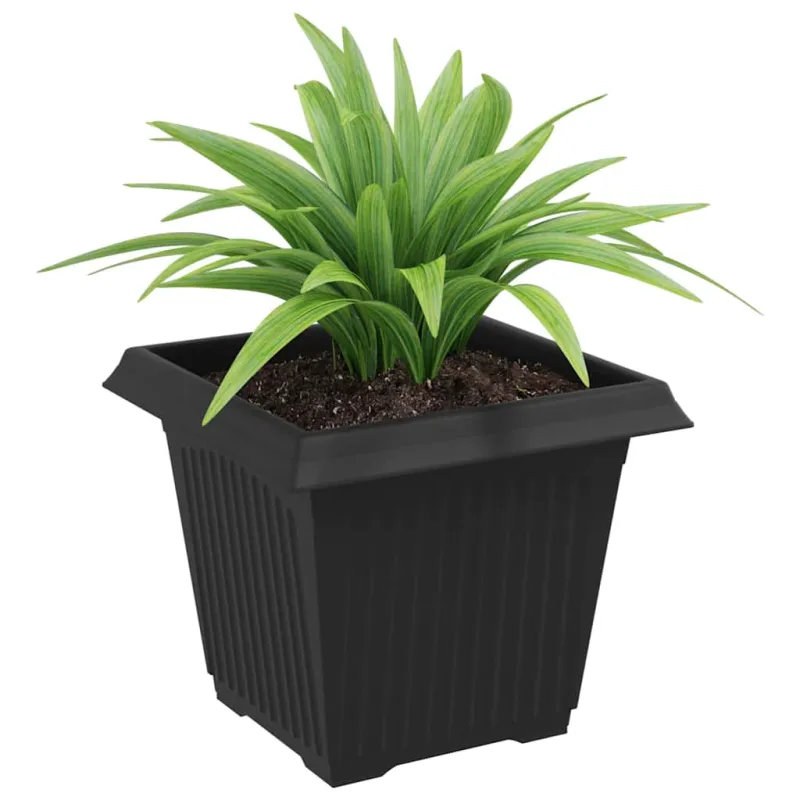 Kvadratinis gėlių vazonas 6 pcs Juoda 20 x 20 x 16 cm Plastmasė