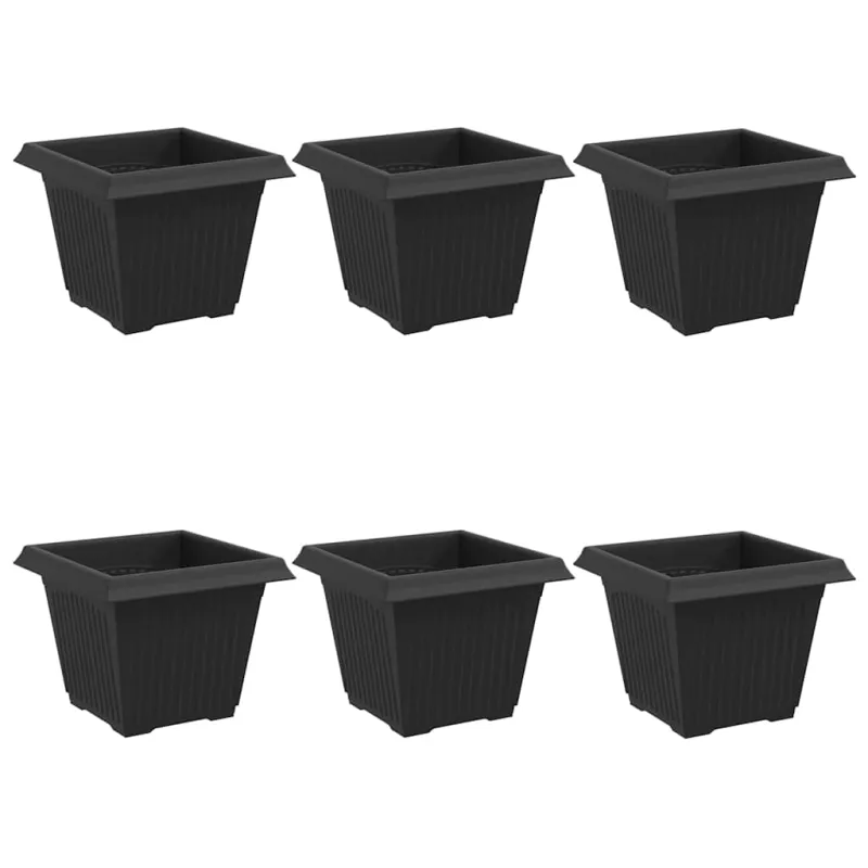 Kvadratinis gėlių vazonas 6 pcs Juoda 33 x 33 x 26 cm Plastmasė