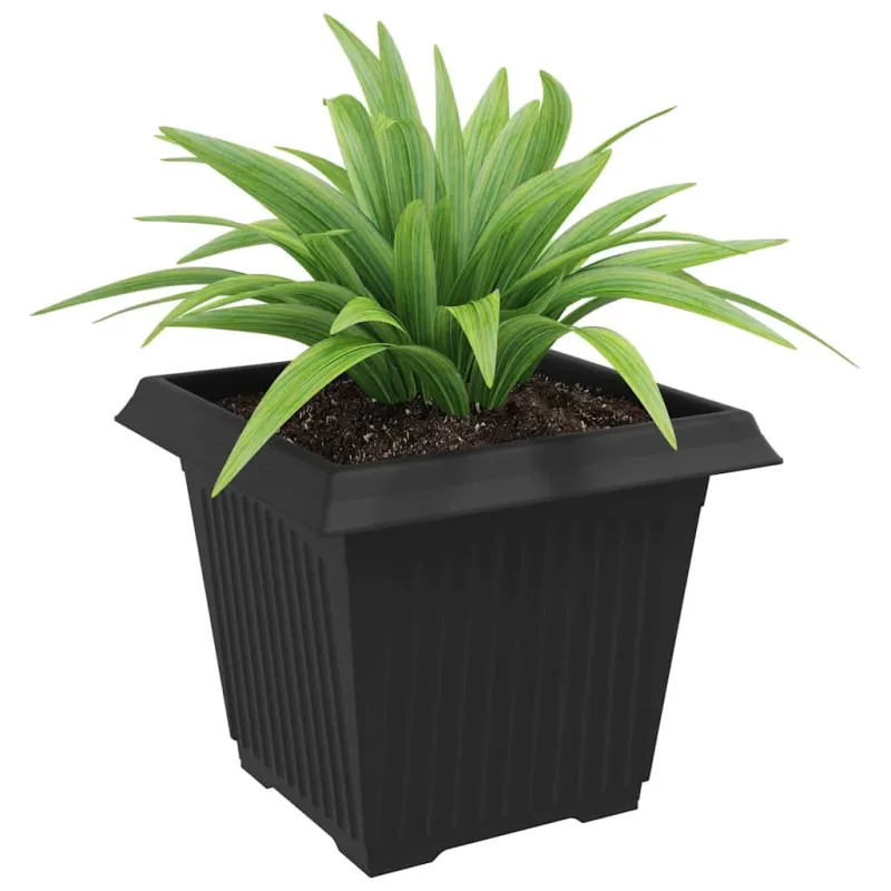 Kvadratinis gėlių vazonas 6 pcs Juoda 33 x 33 x 26 cm Plastmasė