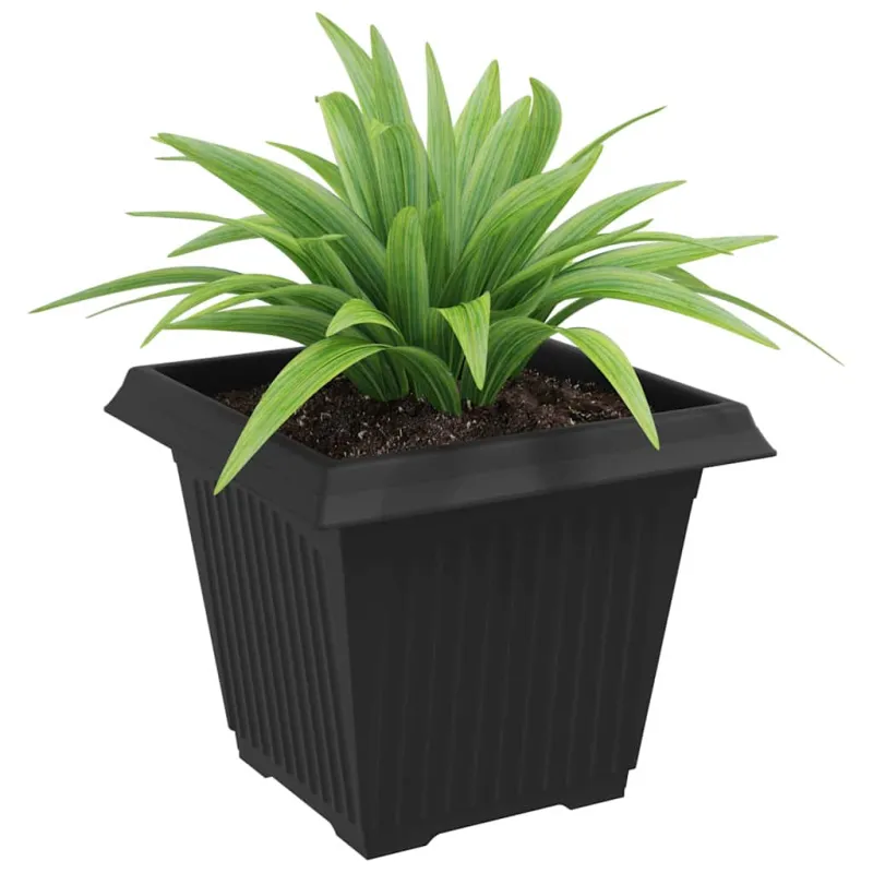 Kvadratinis gėlių vazonas 6 pcs Juoda 38 x 38 x 30 cm Plastmasė
