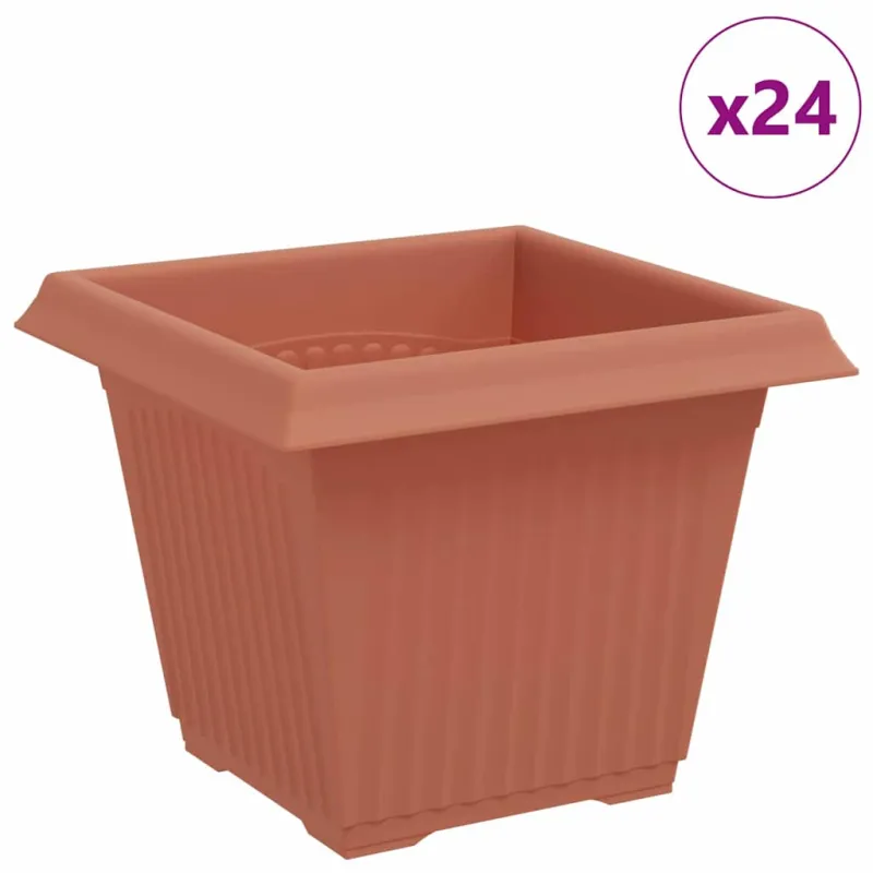 Kvadratinis gėlių vazonas 24 pcs Raudona plyta 20 x 20 x 16 cm