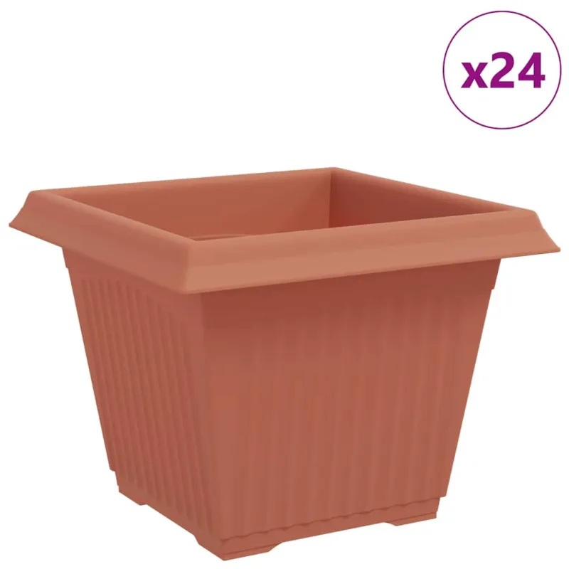 Kvadratinis gėlių vazonas 24 pcs Raudona plyta Plastmasė