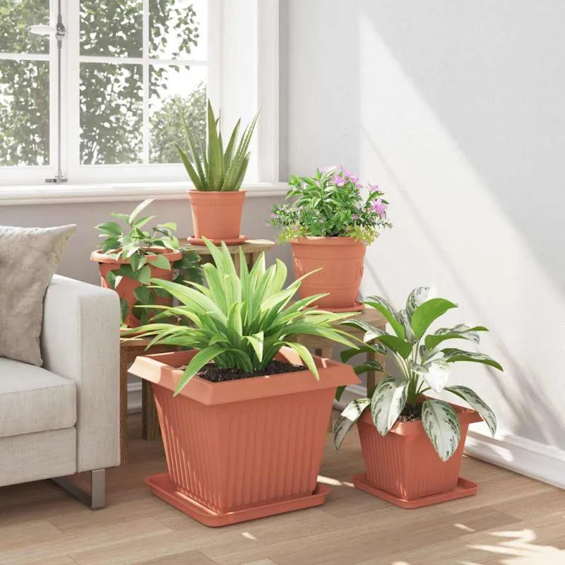 Kvadratinis gėlių vazonas 24 pcs Raudona plyta Plastmasė