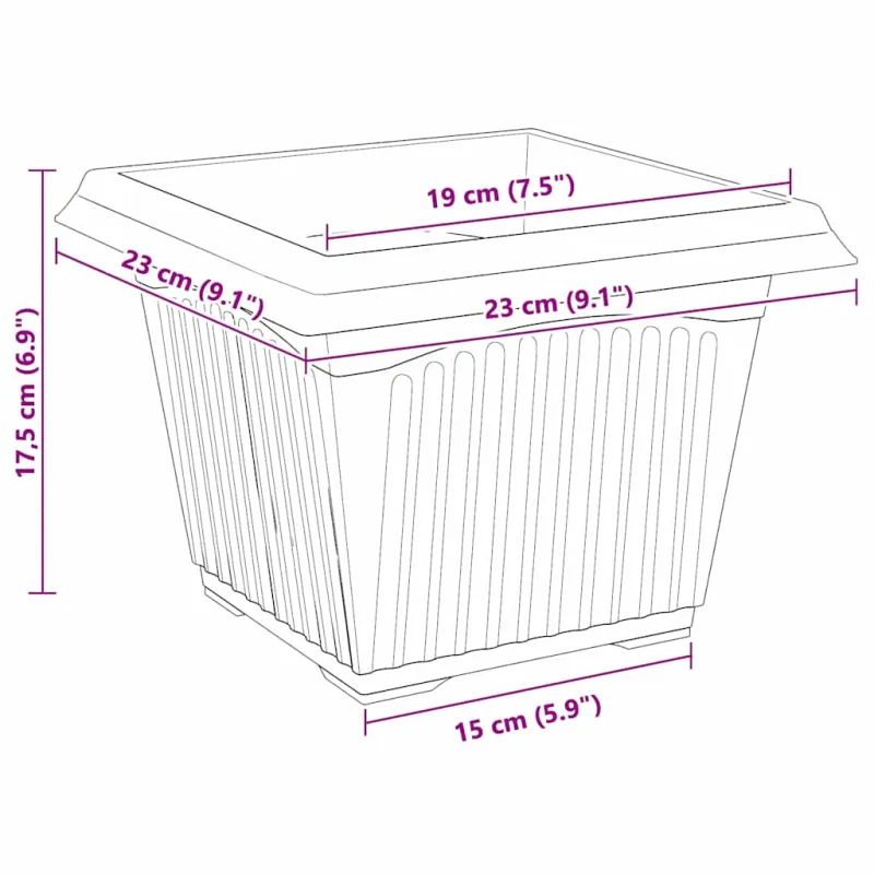 Kvadratinis gėlių vazonas 24 pcs Juoda 23 x 23 x 17,5 cm