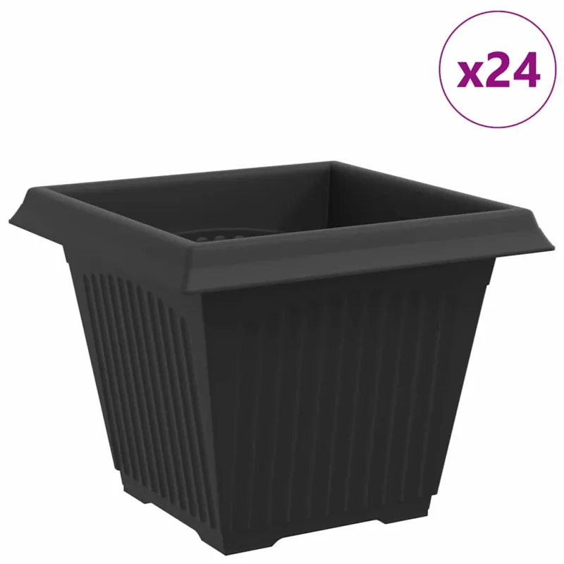 Kvadratinis gėlių vazonas 24 pcs Juoda 38 x 38 x 30 cm