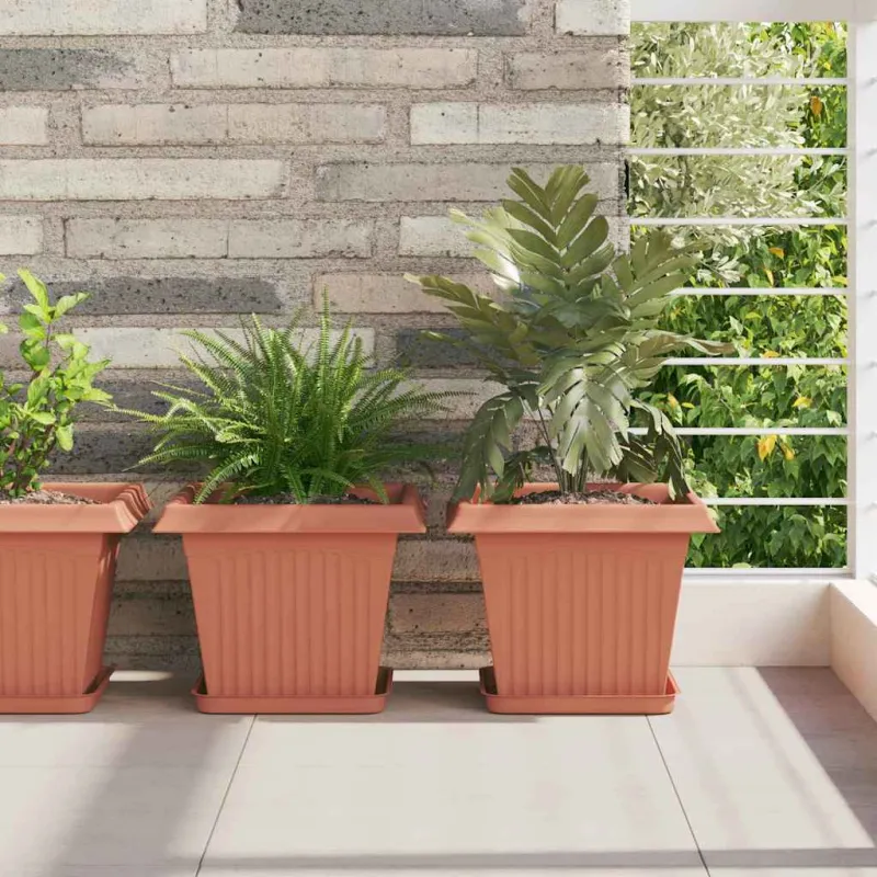 Kvadratinis gėlių padėklas 6 pcs Raudona plyta 21 x 21 x 2 cm