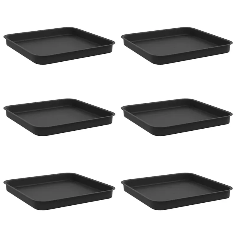 Kvadratinis gėlių padėklas 6 pcs Juoda 25,5 x 25,5 x 2,5 cm