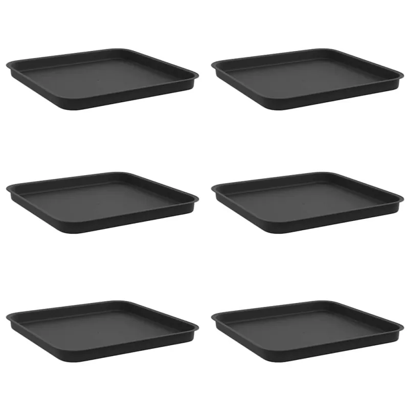 Kvadratinis gėlių padėklas 6 pcs Juoda 32 x 32 x 2,5 cm