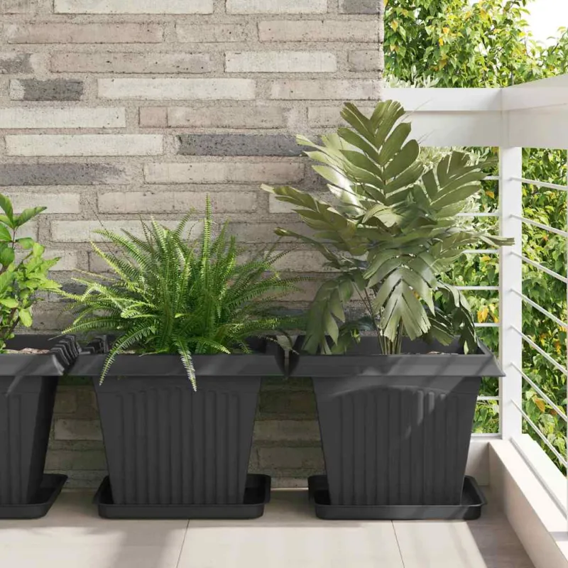 Kvadratinis gėlių padėklas 6 pcs Juoda 36 x 36 x 2.5 cm