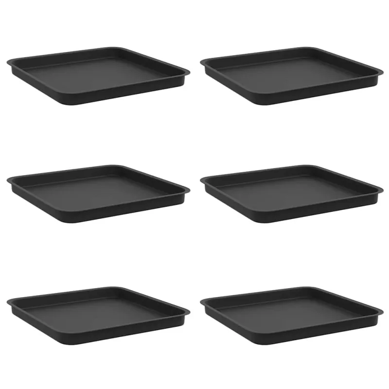 Kvadratinis gėlių padėklas 6 pcs Juoda 36 x 36 x 2.5 cm