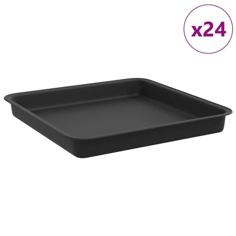 Kvadratinis gėlių padėklas 24 pcs Juoda 18 x 18 x 2 cm