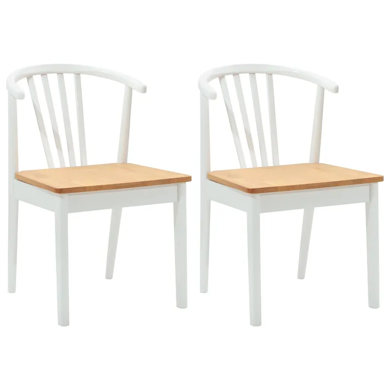 Valgomasis krėslas 2 pcs baltos ir natūralios spalvos