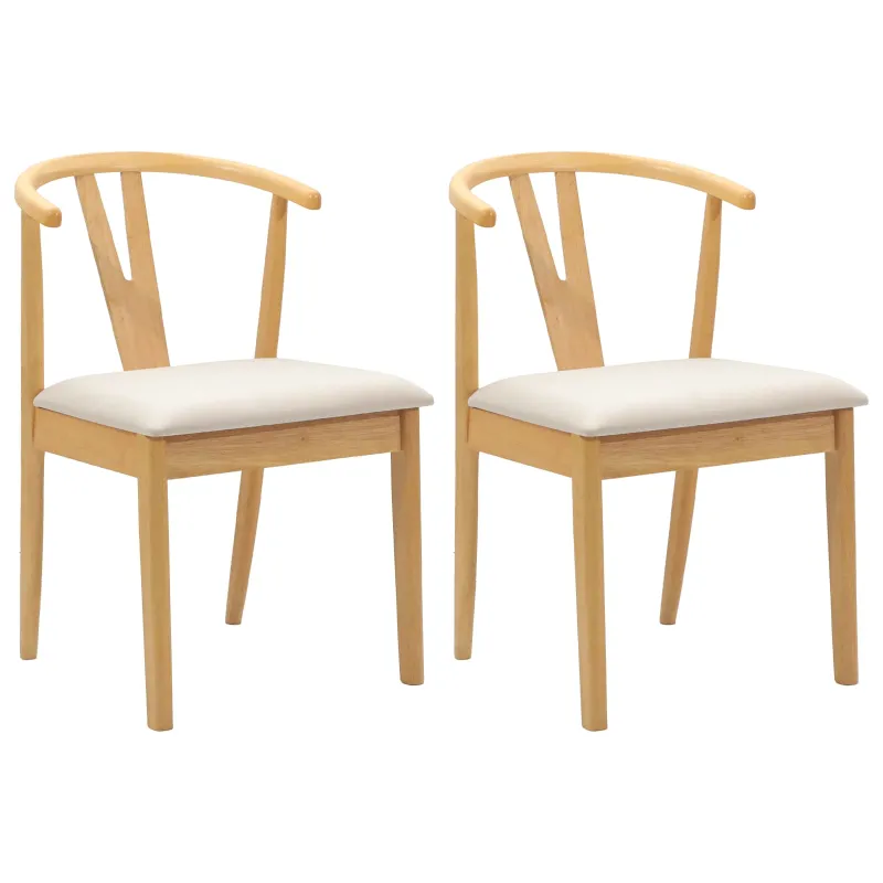 Valgomasis krėslas 2 pcs Natūralus ir šviesus