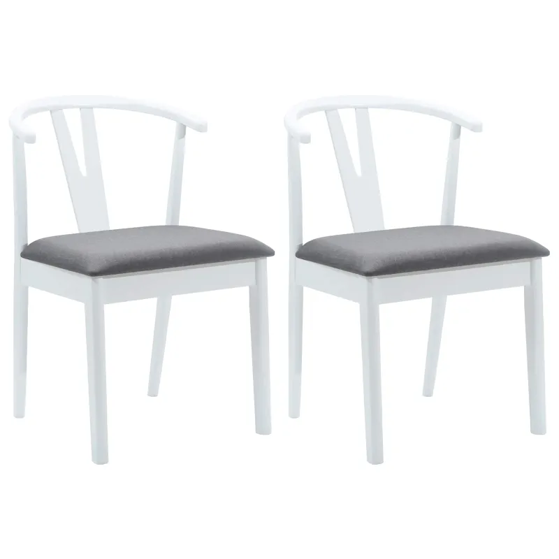 Valgomasis krėslas 2 pcs Balta ir pilka Kietas gumos medis