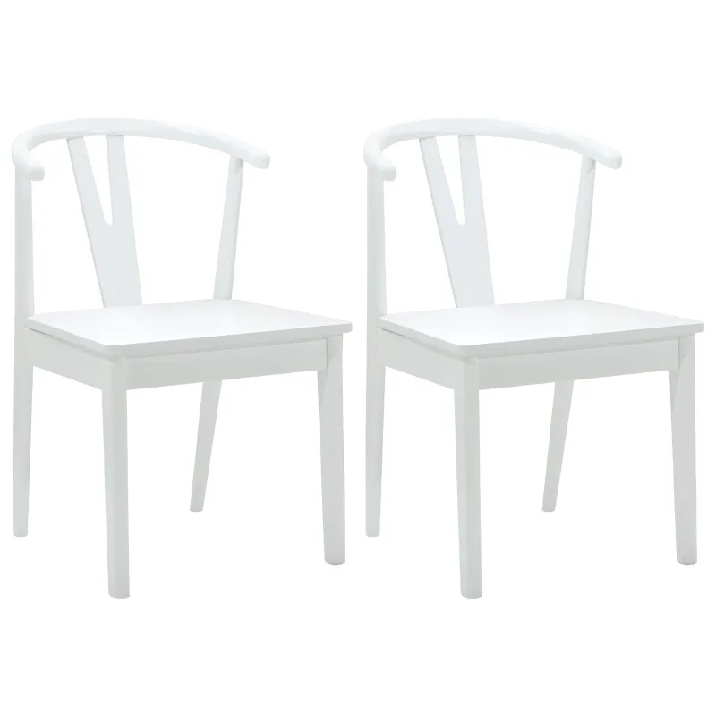 Valgomasis krėslas 2 pcs Balta ir balta Kietas gumos medis