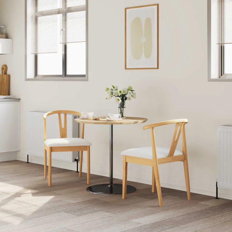 Valgomasis krėslas 2 pcs Natūralus ir šviesus